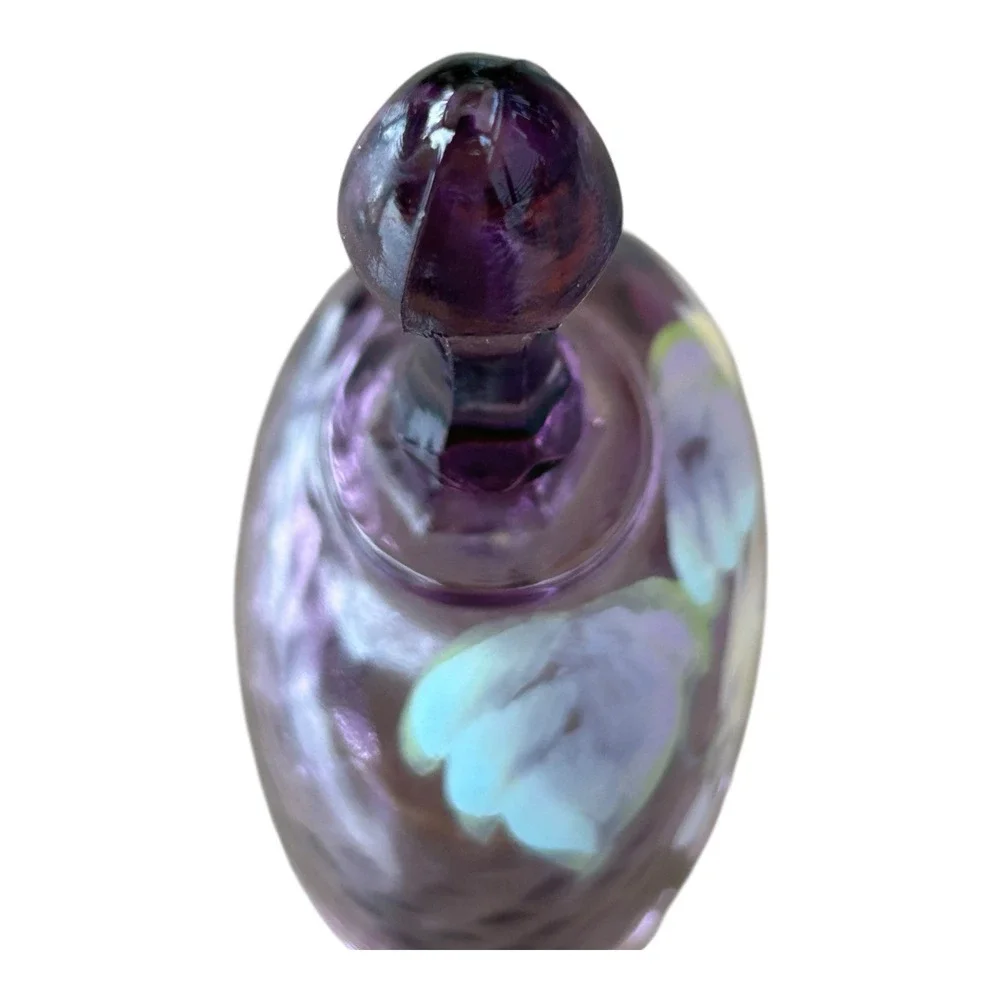 Hand Painted‎ Fenton Oval Purple Bell Floral Design Signed